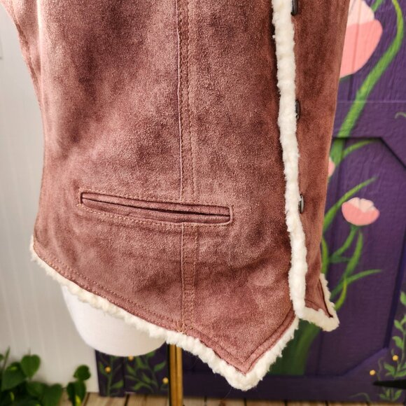 Vintage 1970's OUI Reversible Brown Leather & Sherpa Vest - Picture 5 of 16